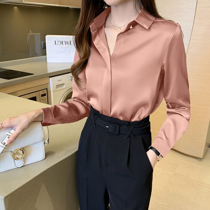 Camisa Feminina de Seda Manga Comprida - Image 2