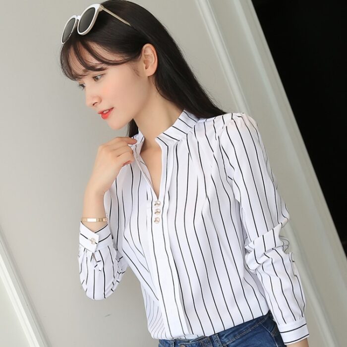 JFUNCY Blusas Femininas Brancas Tops Moda Estampa - Image 9