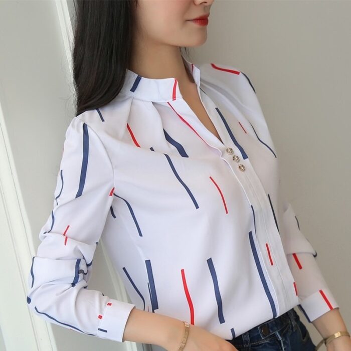 JFUNCY Blusas Femininas Brancas Tops Moda Estampa - Image 3