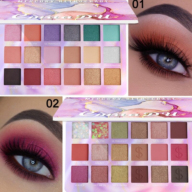 18 cores brilhantes Paleta de sombras