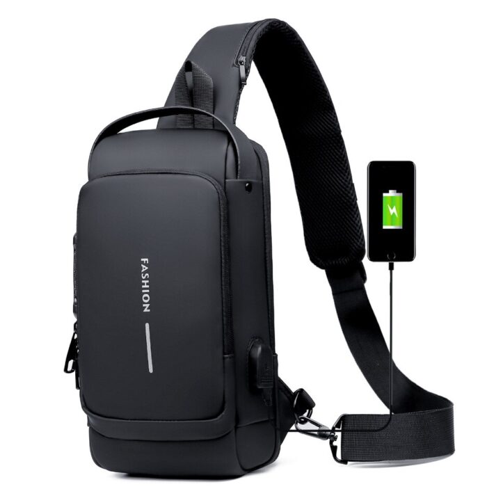 Bolsa transversal masculina Oxford à prova d'água USB - Image 2
